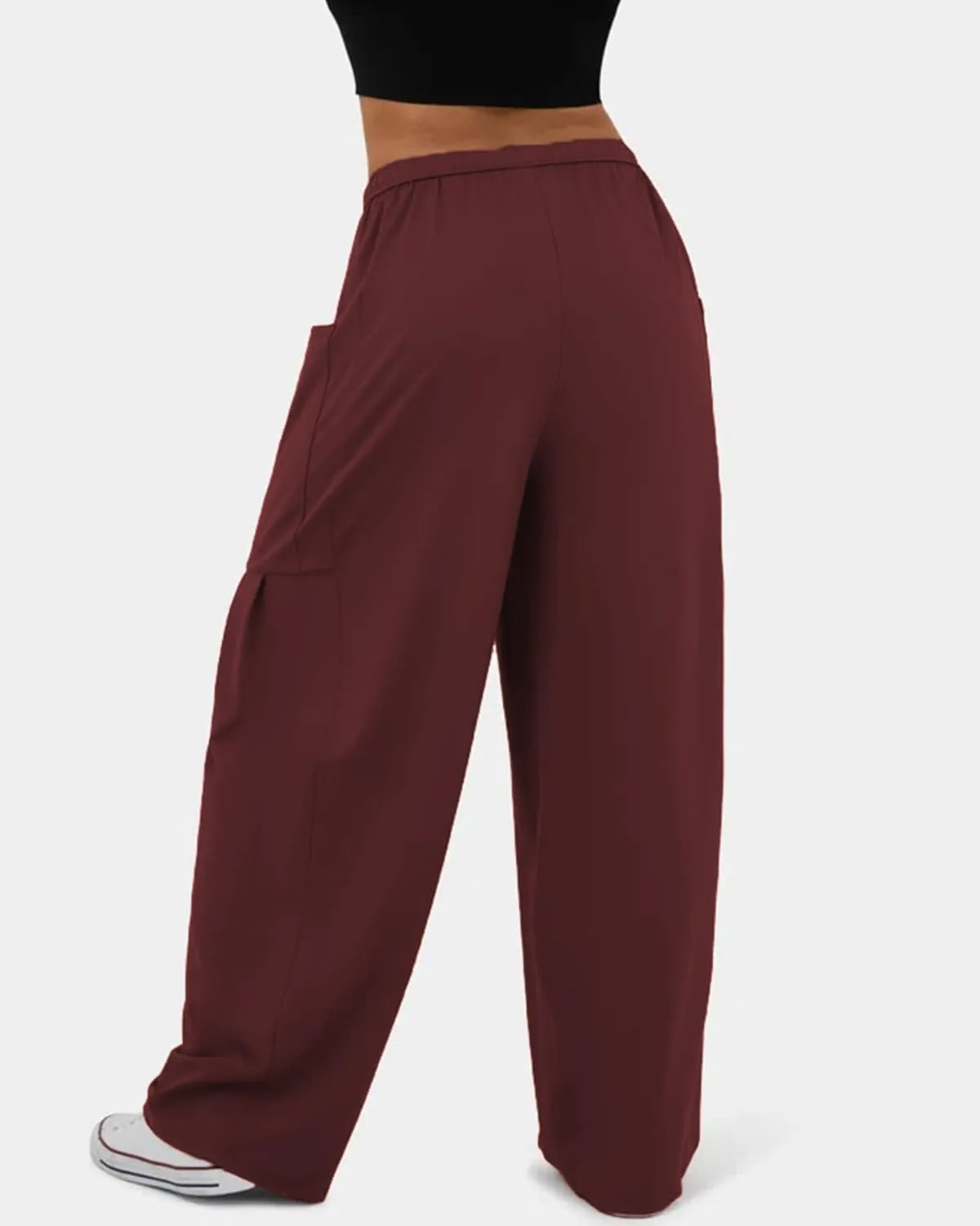 RINTONIX Womens Loose Drawstring High Waisted Wide Leg Harem Pants with Pockets Baggy Casual Summer Palazzo Sweatpants