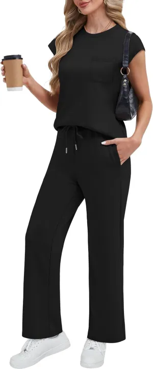 RUBZOOF Lounge Sets for Women 2 Piece Track Suits Outfits 2025 Travel Summer Casual Outfit Sets Matching Pants Set Clothing