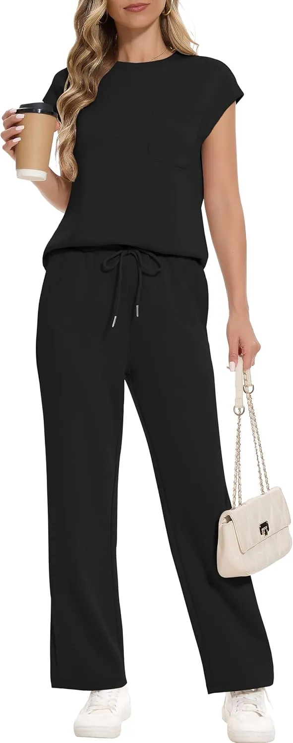 RUBZOOF Lounge Sets for Women 2 Piece Track Suits Outfits 2025 Travel Summer Casual Outfit Sets Matching Pants Set Clothing