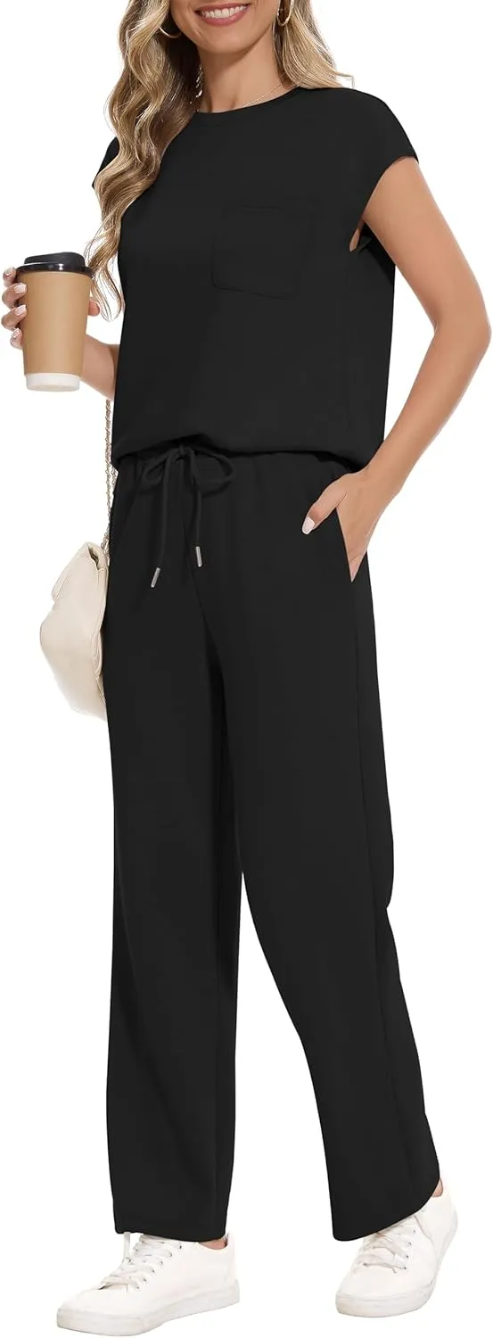 RUBZOOF Lounge Sets for Women 2 Piece Track Suits Outfits 2025 Travel Summer Casual Outfit Sets Matching Pants Set Clothing