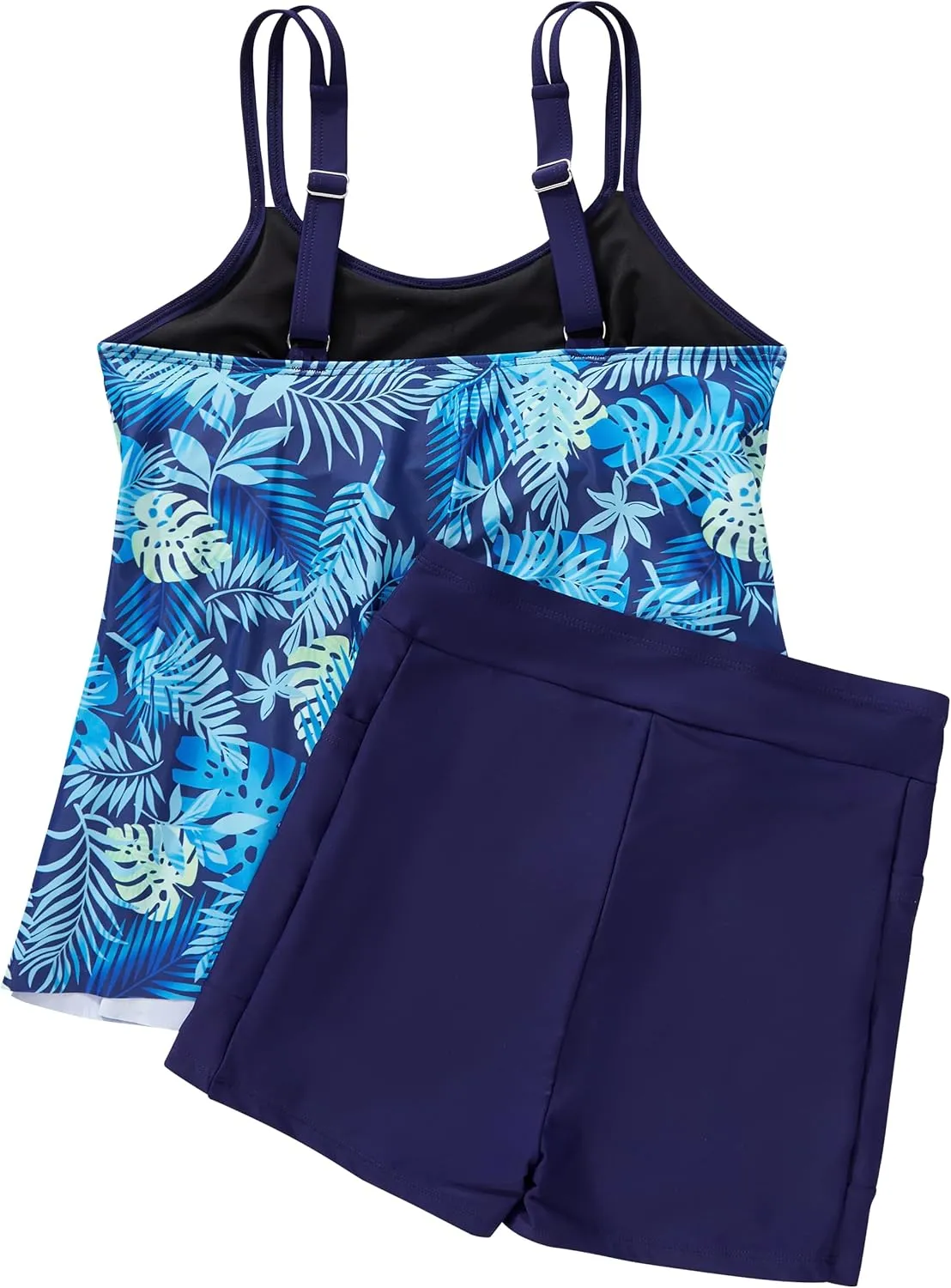 RXRXCOCO Women Plus Size Tankini Swimsuits Ruffle Tummy Control 2 Piece Bathing Suits with Shorts