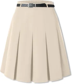 SANGTREE Women Knee Length Pleated Skirts, Girl Midi Long High Waisted Skirt, 6 Years - US 4XL