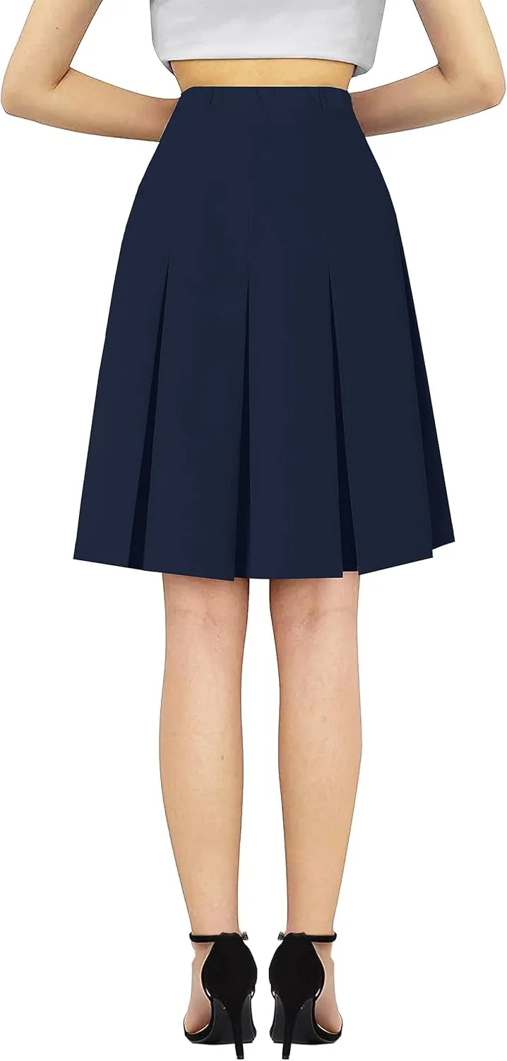 SANGTREE Women Knee Length Pleated Skirts, Girl Midi Long High Waisted Skirt, 6 Years - US 4XL