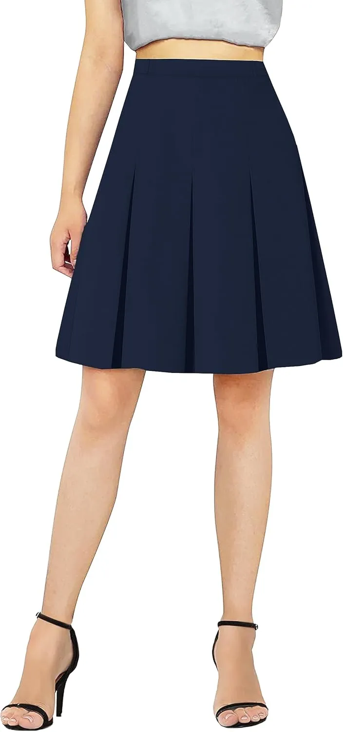 SANGTREE Women Knee Length Pleated Skirts, Girl Midi Long High Waisted Skirt, 6 Years - US 4XL