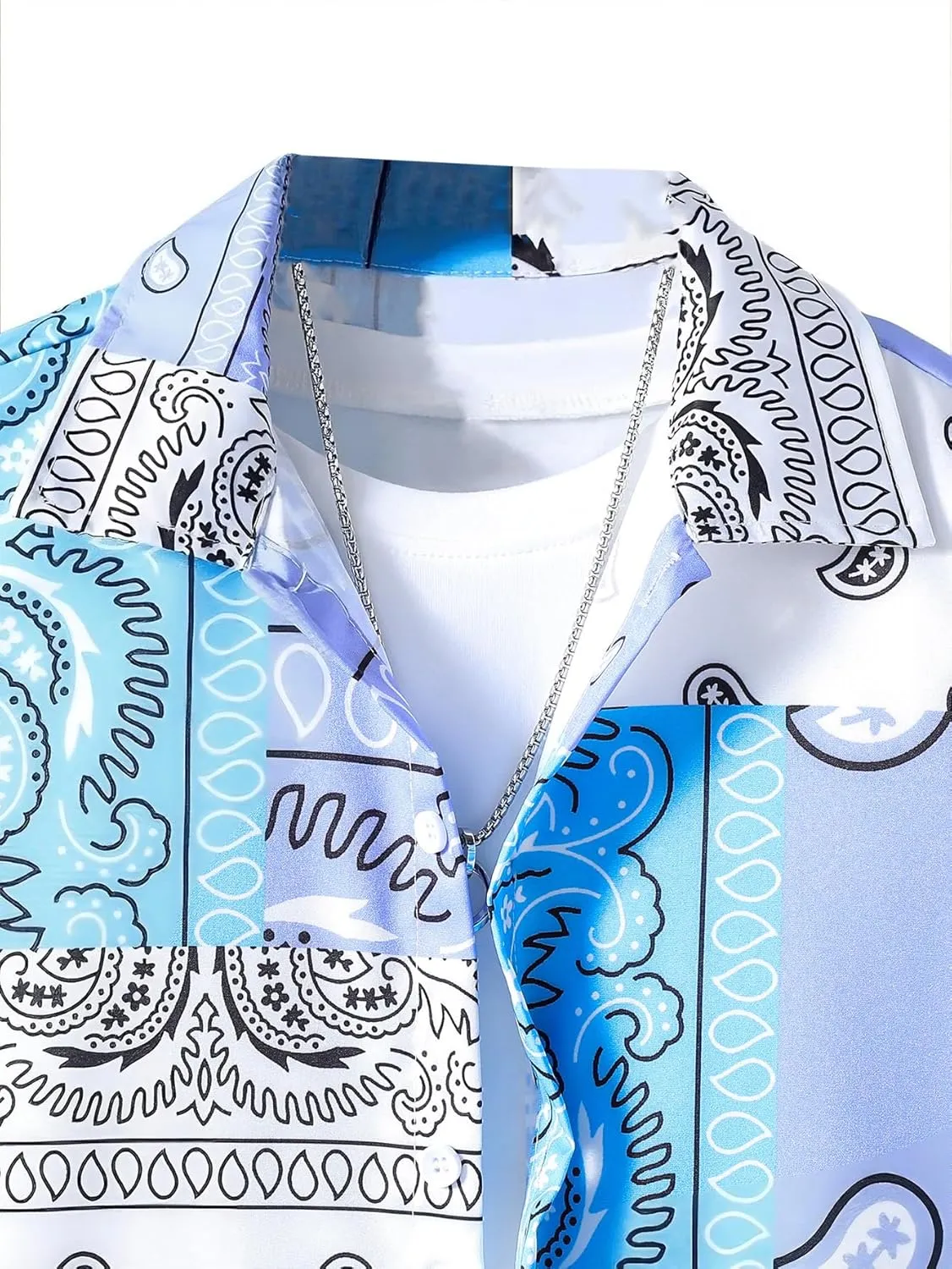 SOLY HUX Boy's Summer 2 Piece Outfits Boho Paisley Print Short Sleeve Button Down Shirt and Shorts Set