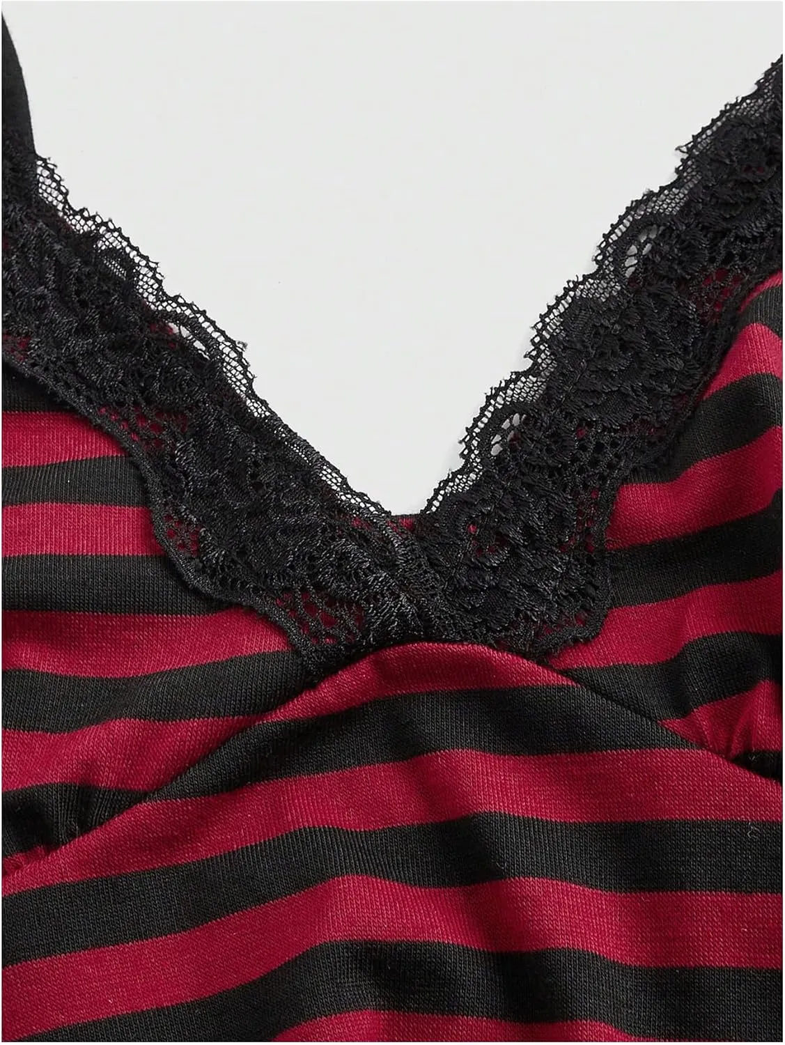 SOLY HUX Womens Y2K Lace Cami V Neck Sleeveless Striped Shirt Spaghetti Strap Camisole Gothic Tops