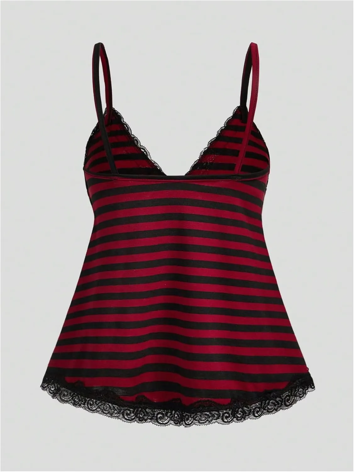 SOLY HUX Womens Y2K Lace Cami V Neck Sleeveless Striped Shirt Spaghetti Strap Camisole Gothic Tops