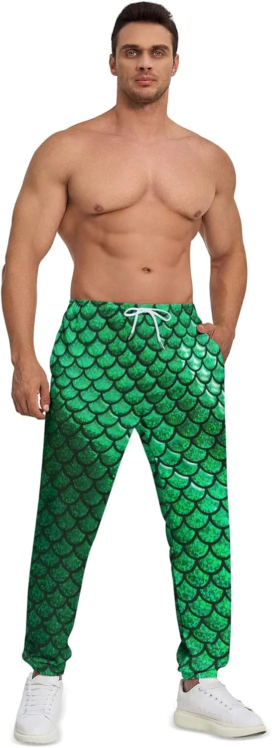 Sweatpants for Men 3D Printed Pants Joggers Pant Drawstring Sports Pants with 2 Side Pockets