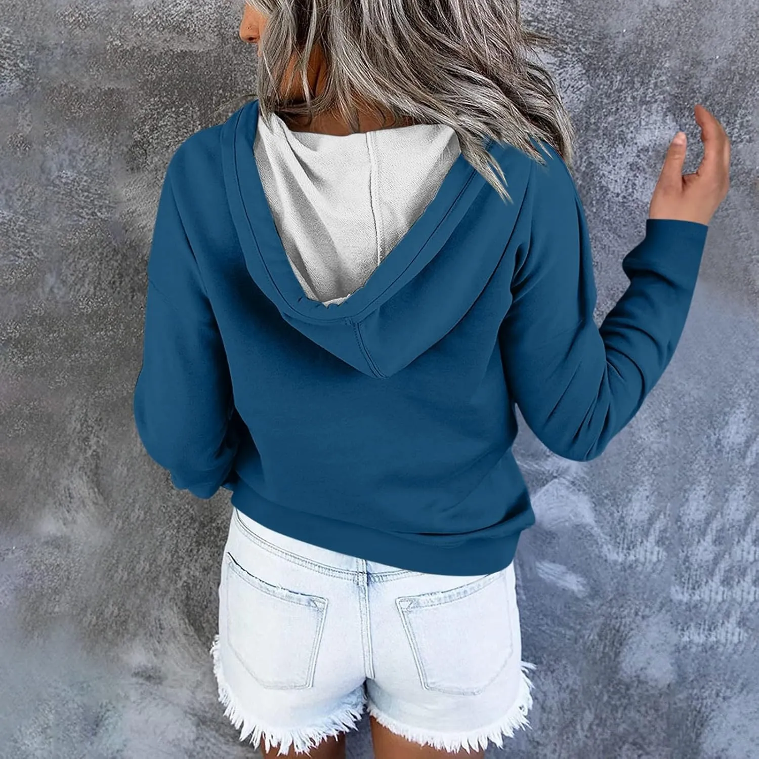 sweatshirts for women oversized hoodies fashion long sleeve button pullover sweater tops 2024 fall winter clothes