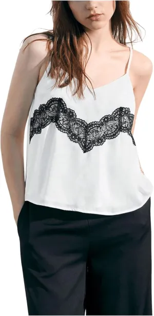 SweatyRocks Women's Floral Lace Camisole V Neck Spaghetti Strap Summer Tank Top