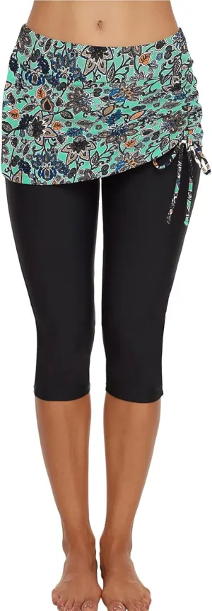 Swimming Water Pants Skirted Swim Shorts Cropped Capri Surf Leggings Wetsuit Pants UV Boardshorts for Women