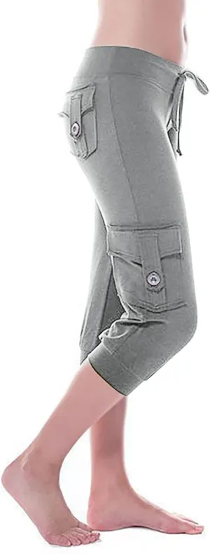 TARIENDY Cargo Capris for Women Plus Size Athletic Workout Cropped Trousers Lightweight Stretchy Jogger Pants with Pockets