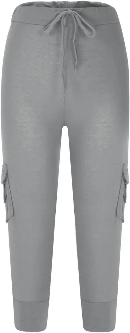 TARIENDY Cargo Capris for Women Plus Size Athletic Workout Cropped Trousers Lightweight Stretchy Jogger Pants with Pockets