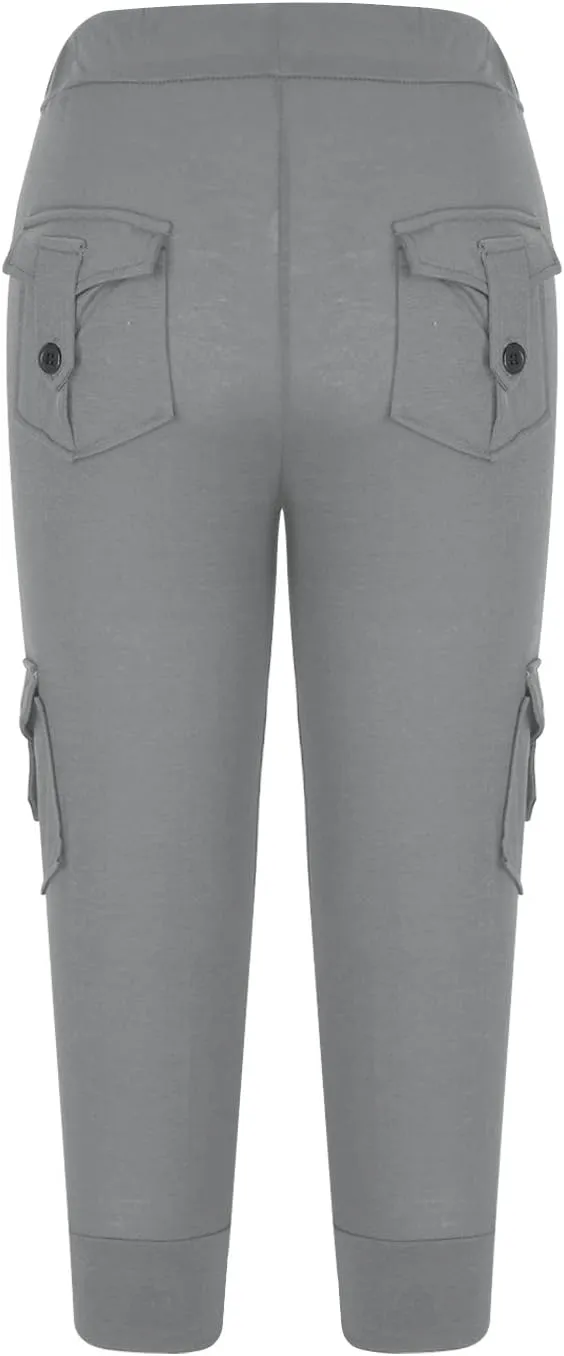 TARIENDY Cargo Capris for Women Plus Size Athletic Workout Cropped Trousers Lightweight Stretchy Jogger Pants with Pockets