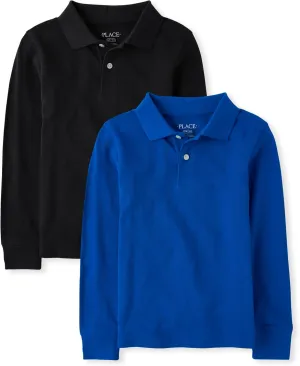 The Children's Place Boys Uniform Long Sleeve Pique Polo