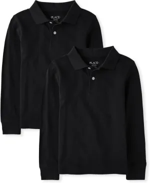 The Children's Place Boys Uniform Long Sleeve Pique Polo