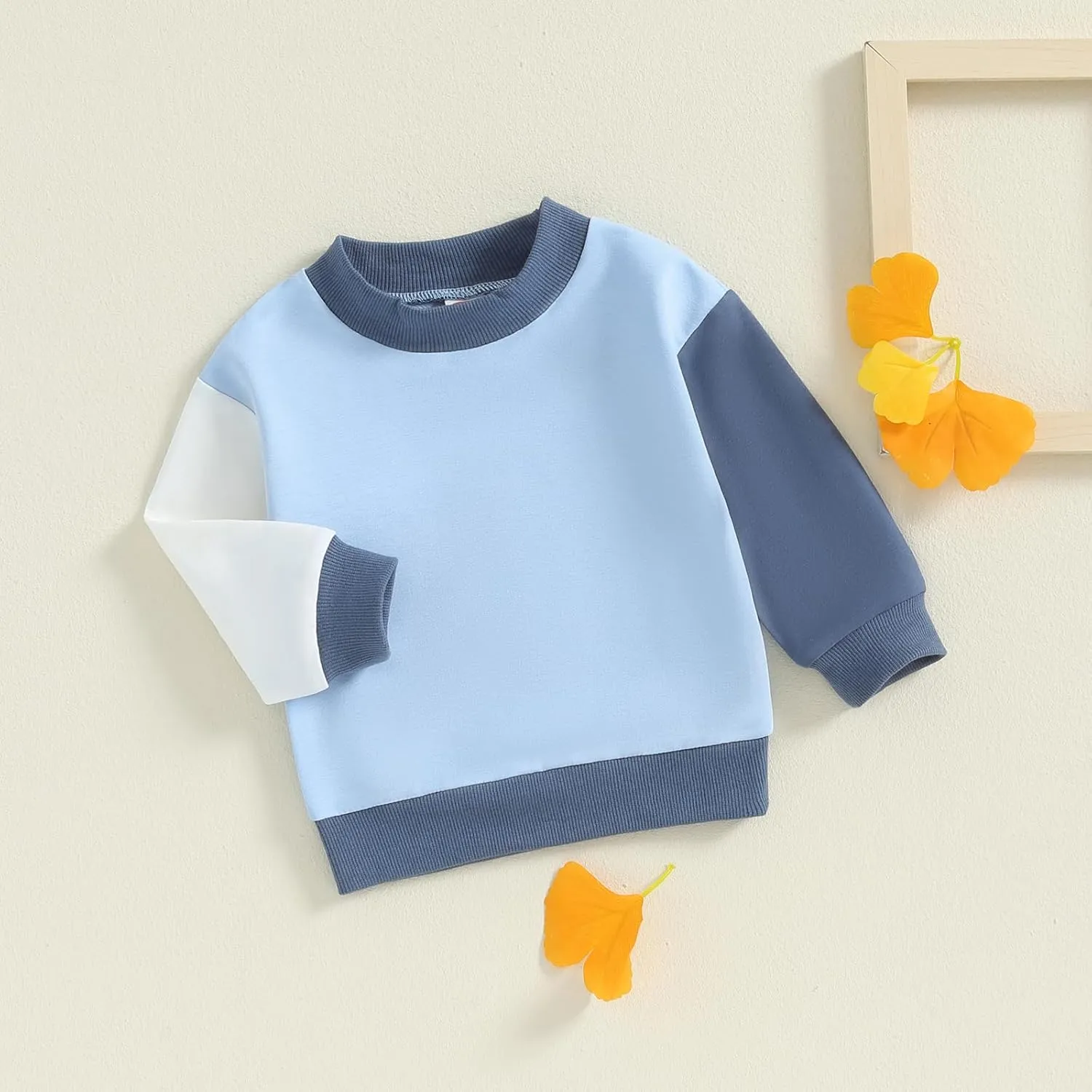 Toddler Baby Girl Boy Sweatshirt Color Block Long Sleeve Oversized Crewneck Pullover Tops Fall Winter Outfits