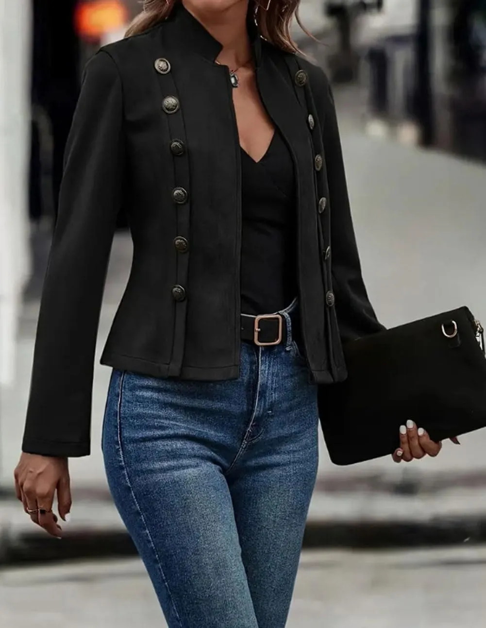 utcoco Women's Faux Suede Leather Jacket Casual Long Sleeve Blazer Jacket Coat 2024 Fall Outfits