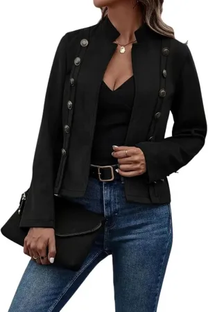 utcoco Women's Faux Suede Leather Jacket Casual Long Sleeve Blazer Jacket Coat 2024 Fall Outfits