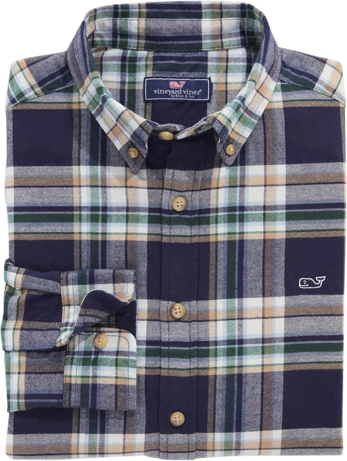 vineyard vines Men's Flannel Plaid Whale Shirt