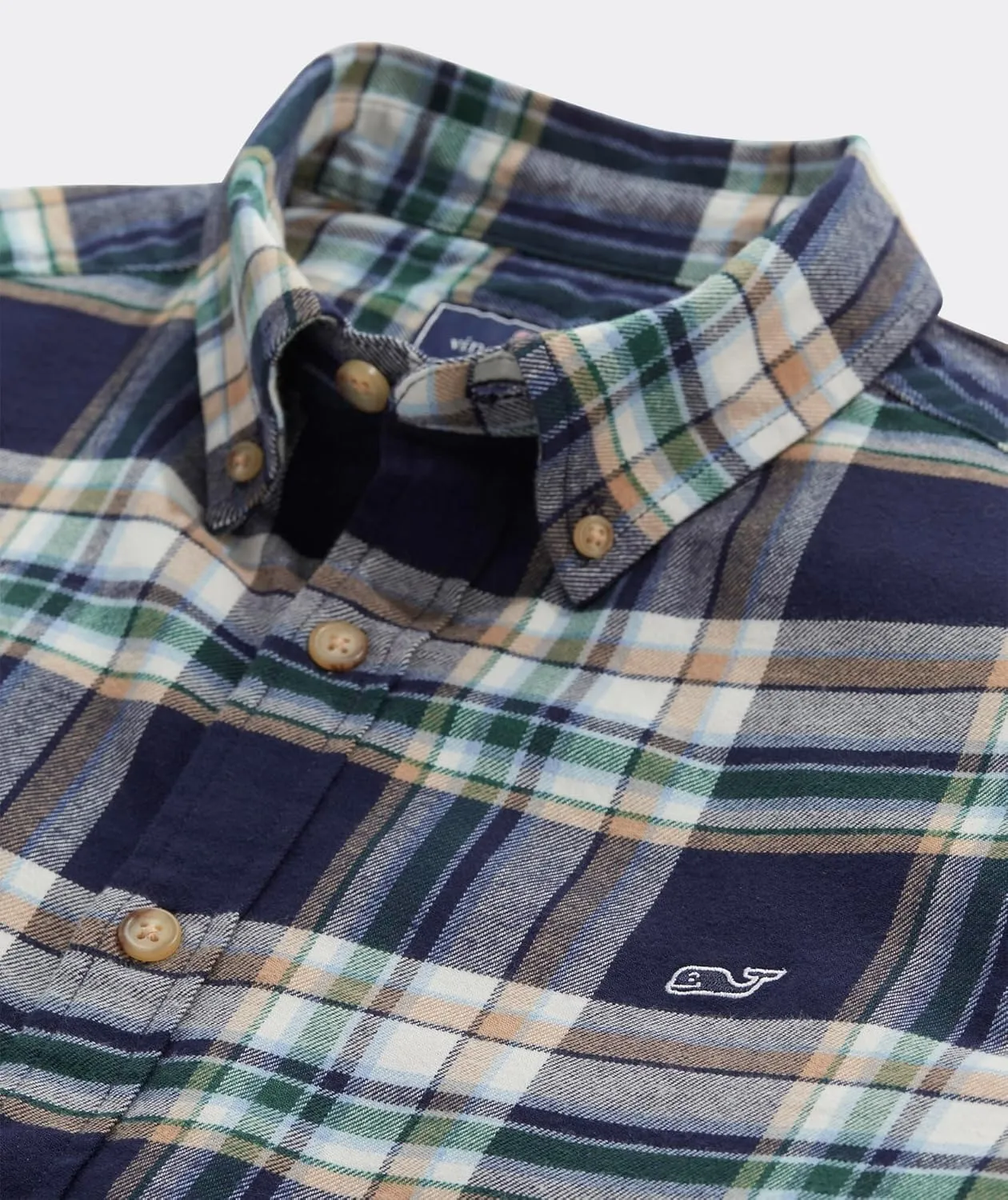 vineyard vines Men's Flannel Plaid Whale Shirt