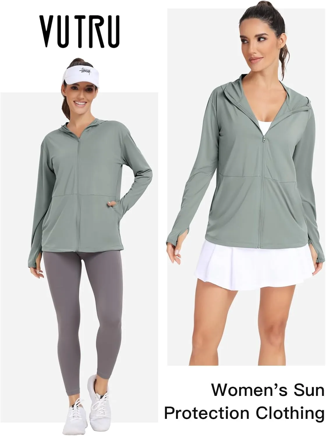 VUTRU Women's UPF 50  Sun Protection Hoodie Jacket Lightweight Long Sleeve Sun Shirt UV Hoodie with Pocket