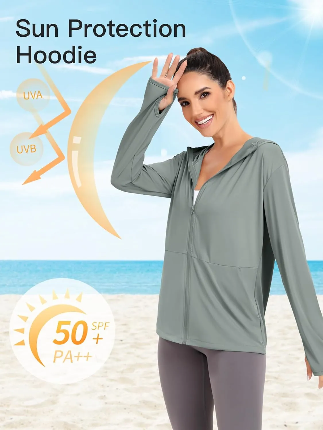 VUTRU Women's UPF 50  Sun Protection Hoodie Jacket Lightweight Long Sleeve Sun Shirt UV Hoodie with Pocket