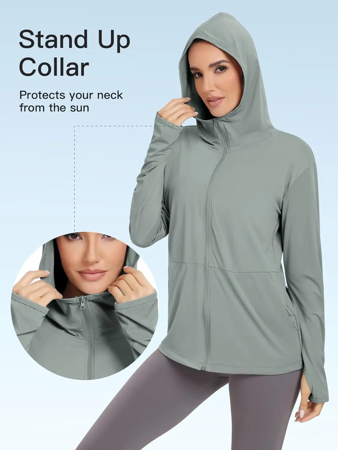 VUTRU Women's UPF 50  Sun Protection Hoodie Jacket Lightweight Long Sleeve Sun Shirt UV Hoodie with Pocket