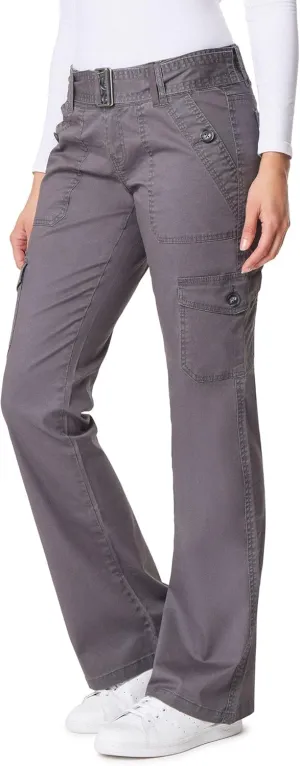 WallFlower Women's Feisty Curvy Cargo Flare Low Rise Belted Insta Stretch Juniors Pants (Standard and Plus)