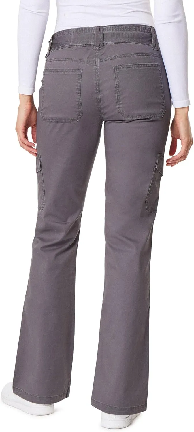WallFlower Women's Feisty Curvy Cargo Flare Low Rise Belted Insta Stretch Juniors Pants (Standard and Plus)