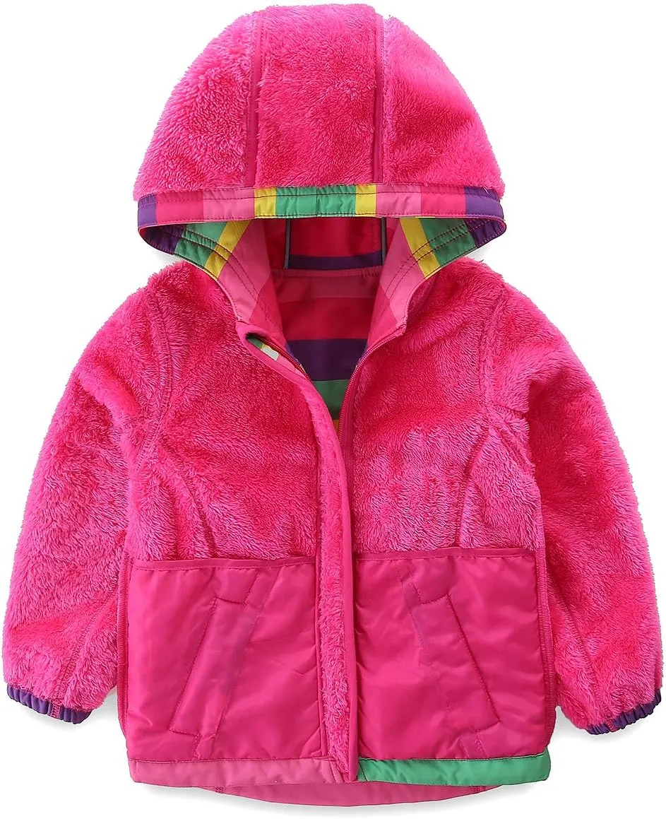 Warm Windbreaker Jacket for Kids Fleece Lined Hoodie 18M-7T
