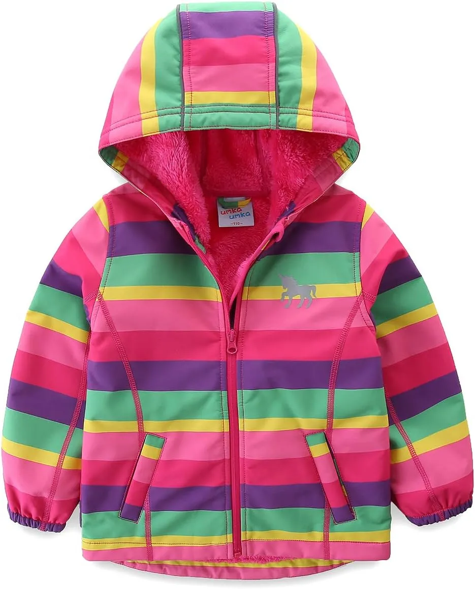 Warm Windbreaker Jacket for Kids Fleece Lined Hoodie 18M-7T