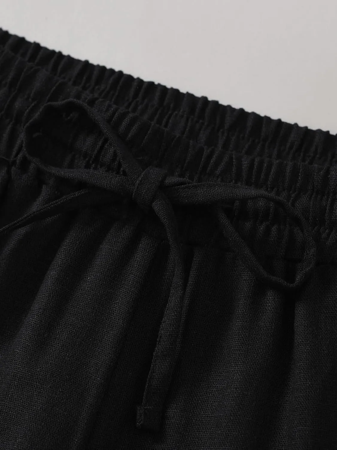 Weintee Women's Petite Linen Capris Wide Leg Cropped Pants with Pockets