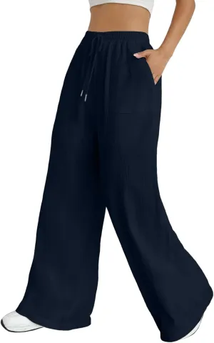 Women Cotton Linen Summer Flowy Pant Trousers High Waist Ankle Length Plus Size Trouser Business Work