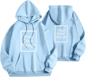 Women Custom Hoodies Warm Fleece Hooded Sweatshirts with Pockets, Your Own Design, Add Text/Photo/Image/Logo