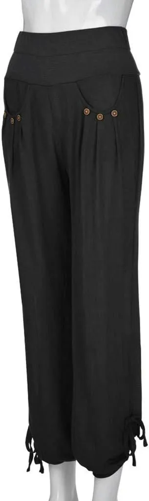 Women Linen Summer Letter Patched Pants Low Waist Long Lounge Slim Fit Pants Travel