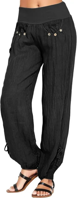 Women Linen Summer Letter Patched Pants Low Waist Long Lounge Slim Fit Pants Travel