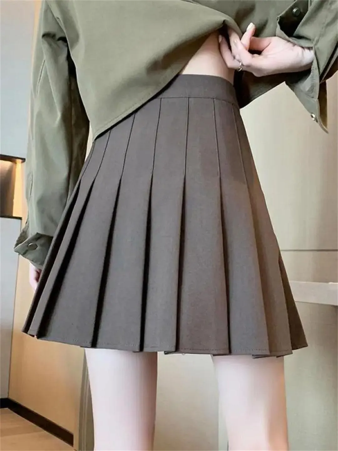 Women Solid Party Skirt High Waist Mini Skirts Slim Fit Pleated Skirt