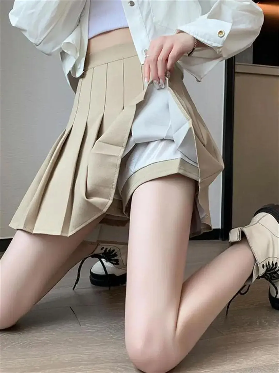 Women Solid Party Skirt High Waist Mini Skirts Slim Fit Pleated Skirt