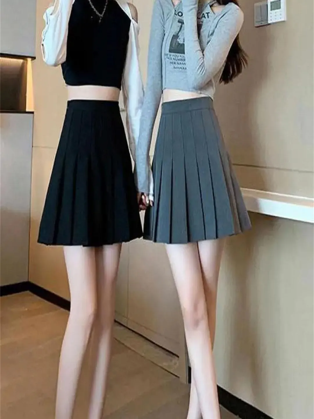 Women Solid Party Skirt High Waist Mini Skirts Slim Fit Pleated Skirt