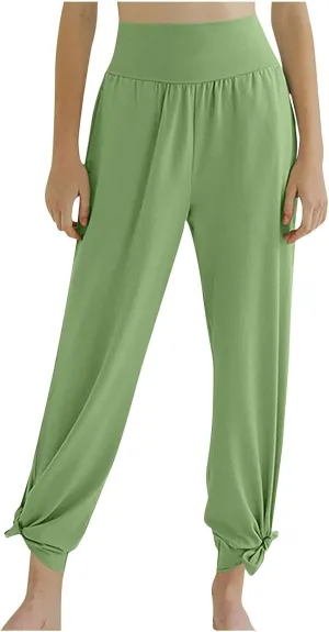 Women's 2024 Casual Solid Pants Fashion Elastic Waist Trousers with Pockets High Waist Leggings Lounger Sweatpants