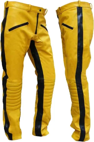 Womens Bride Yellow Biker Leather Jacket - Costume for Cosplay Faux/Real Leather