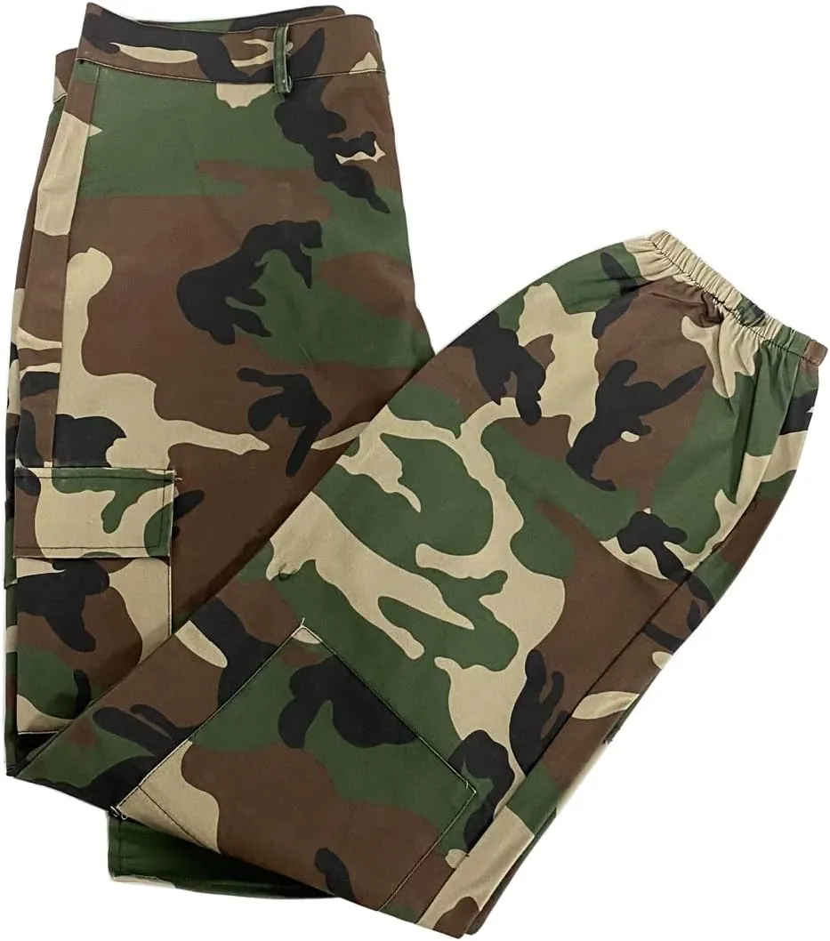 Womens Casual Camo Pants High Waist Cargo Trousers Running Pants Plus Size