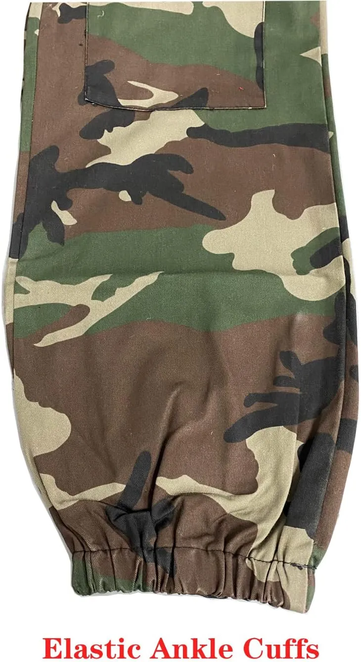 Womens Casual Camo Pants High Waist Cargo Trousers Running Pants Plus Size
