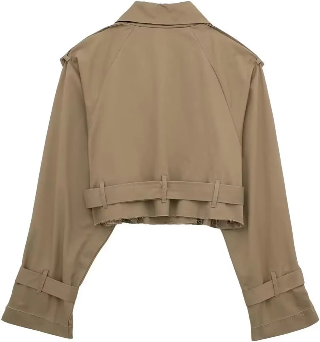 Women's Casual Multicolour Cropped Trench Fashion Coat Lapel Jacket Outwear With Belt
