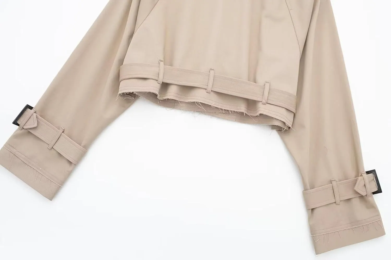 Women's Casual Multicolour Cropped Trench Fashion Coat Lapel Jacket Outwear With Belt