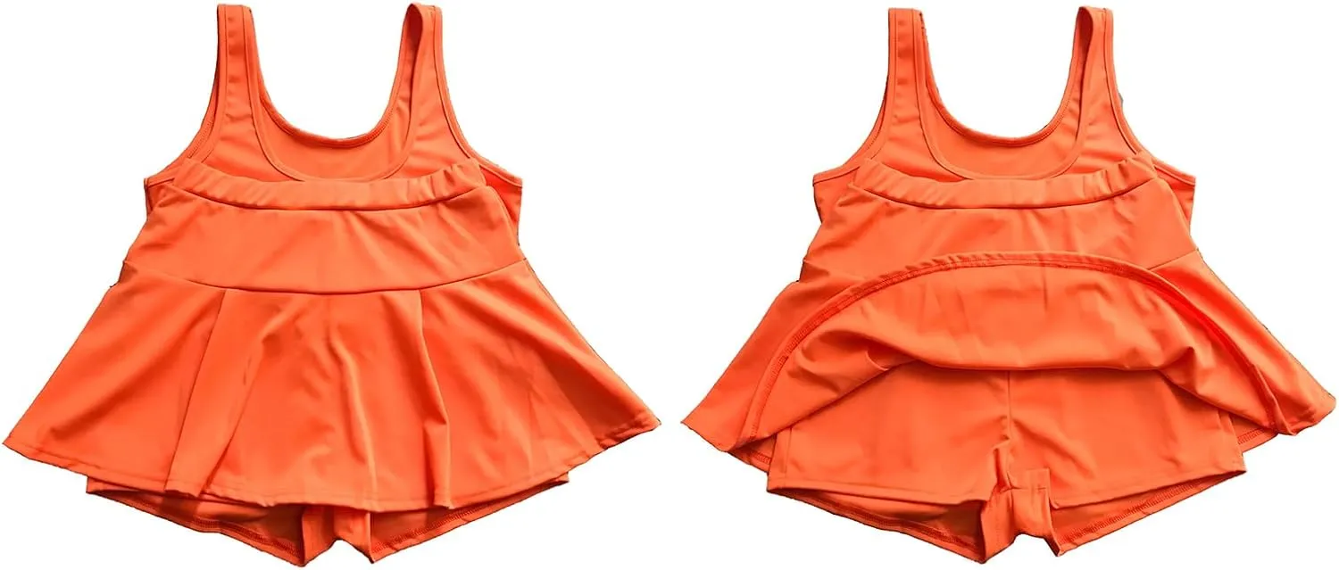 Womens Casual Sports 2 Piece Outfits Skirt Sets Athletic Tank Crop Top Mini Pleated Tennis Golf Skorts Skirts Activewear