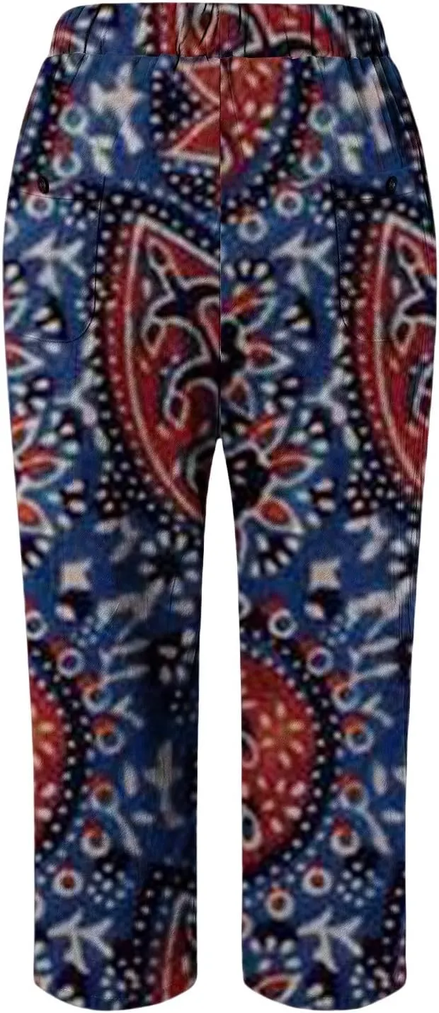 Women's Clothing Summer Casual Drawstring Pants Flowy Wide Leg Beach Trousers with Pockets Fleece Lined Leggings