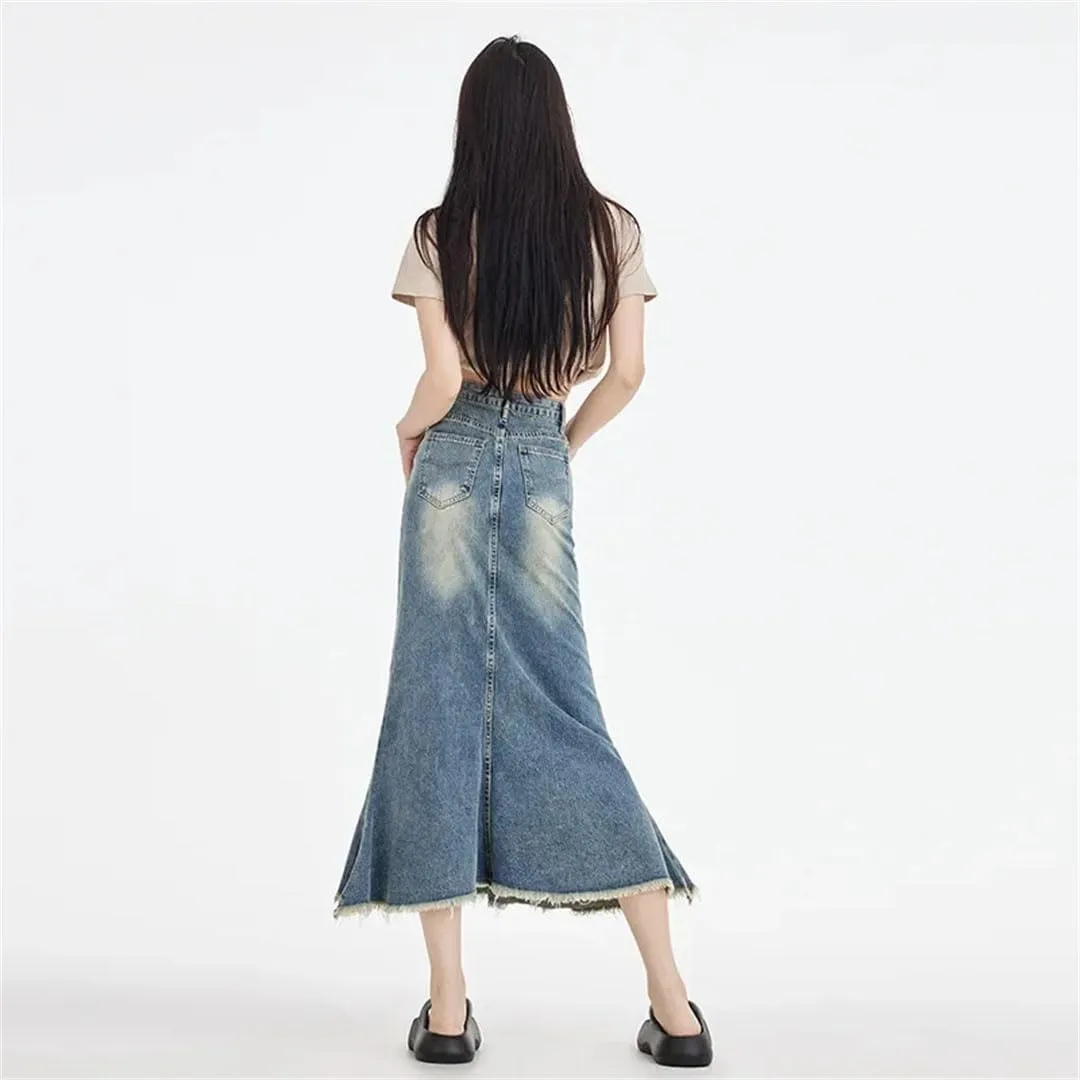 Women's Denim Skirt Slimming Bodycon High-Waisted Fishtail Dress