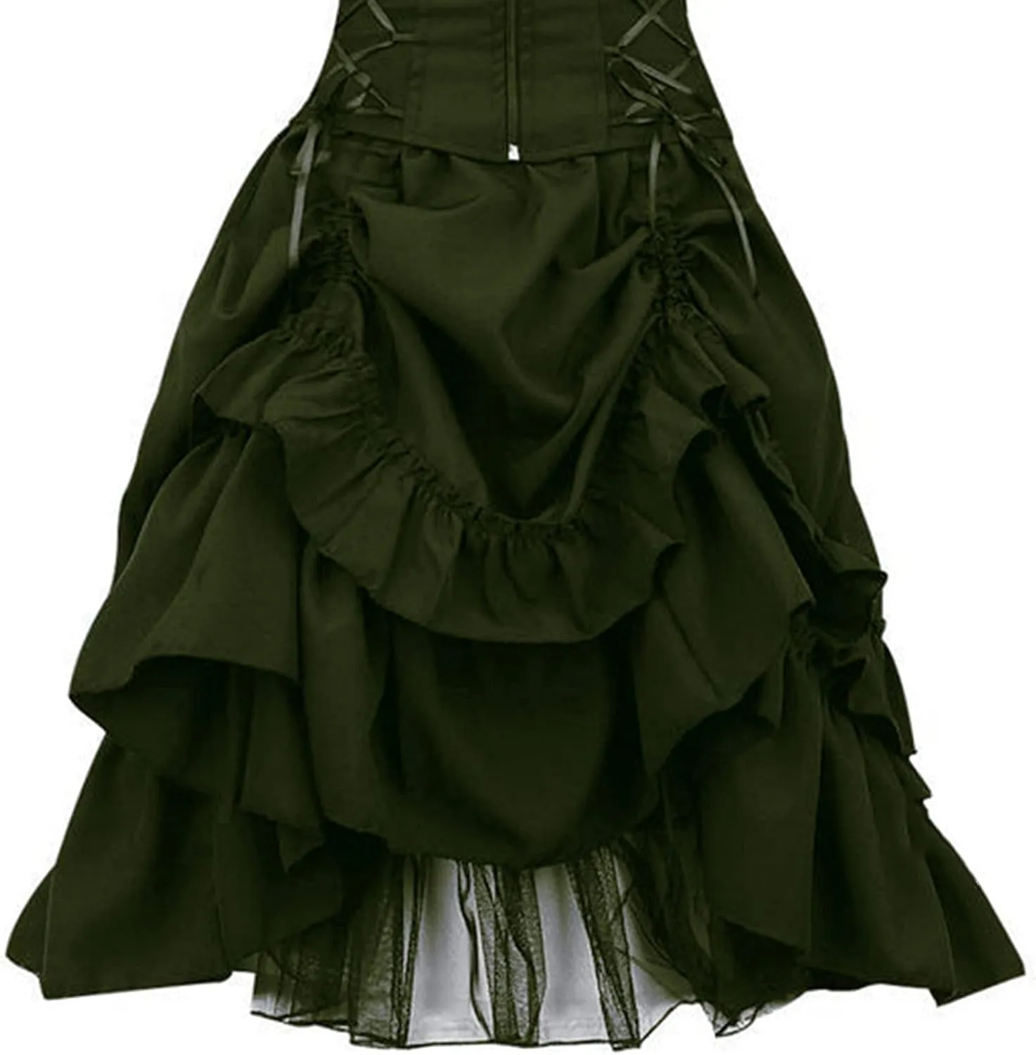 Women's Gothic Dress Square Neck Sleeveless Ruffle Steampunk Costume Victorian Outfit Halloween Masquerade Dresses